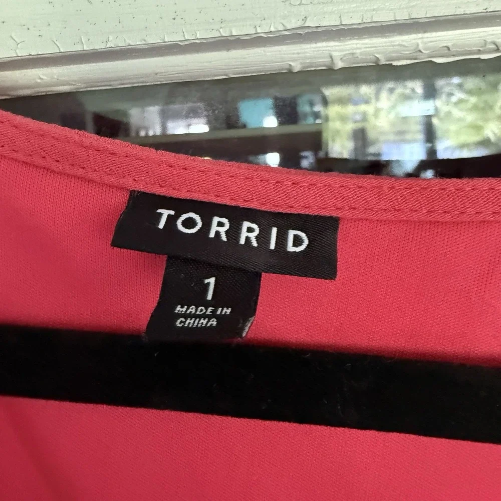Torrid Boho Gauzy Lined Midi Dress Watermelon Pink Sz L Cottagecore Prarie